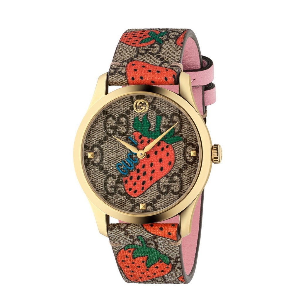 Rare Women's Swiss G-Timeless Strawberry Print Canvas Strap
Watch 38mm 🍓